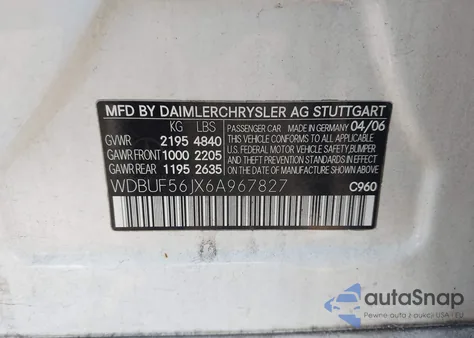 2006 Mercedes-Benz E 350 из США, поврежденный, VIN WDBUF56JX6A967827